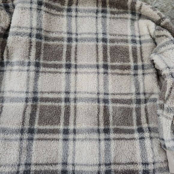 Koolaburra by UGG Hooded Sherpa Sweater Blue and Brown Plaid Size‎ Medium - Picture 5 of 11